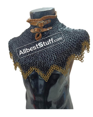 9 MM Full Riveted Flat Dome Riveted Maille Collar Steel